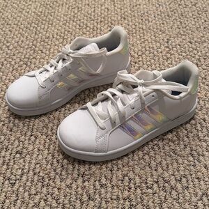 Girls Size 2 White Adidas Tennis Shoes